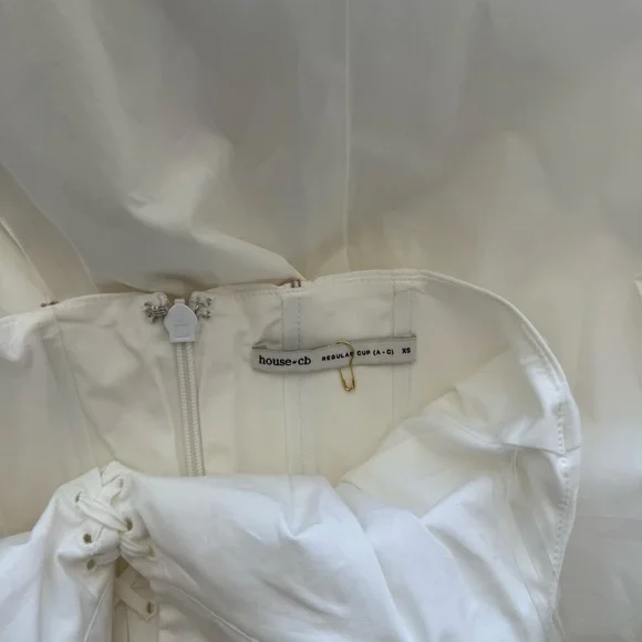 House of CB Emilia White Cotton Halter Neck Midi Dress - Picture 7 of 7